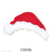 image of a three-piece fusible precut glass santa hat featuring a red hat with fur - COE96