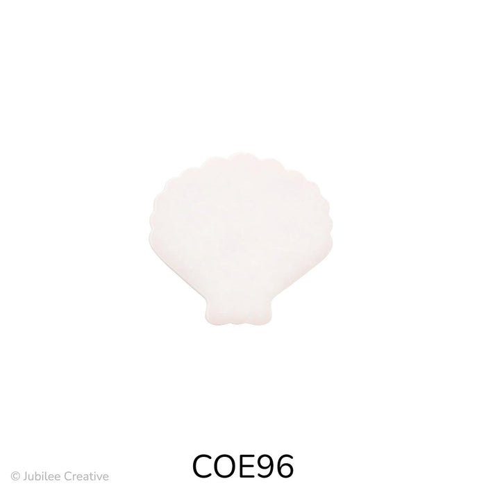 image of a fusible precut white iridized glass scallop shell - COE96