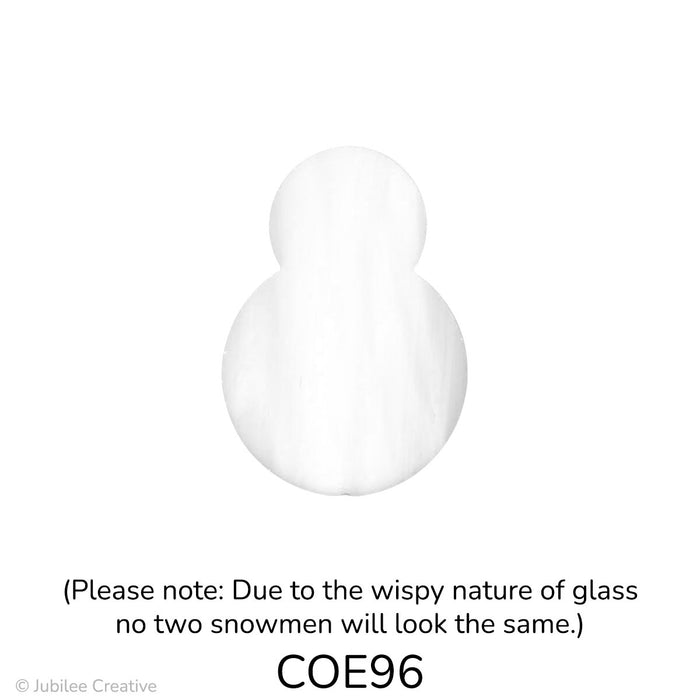 image of a fusible precut wispy white glass two-ball snowman - COE96