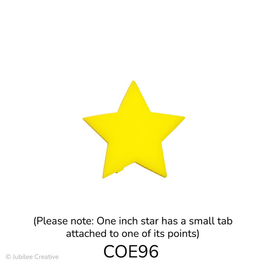 image of a fusible precut opaque yellow glass five-point star with a small tab on one of its points - COE96