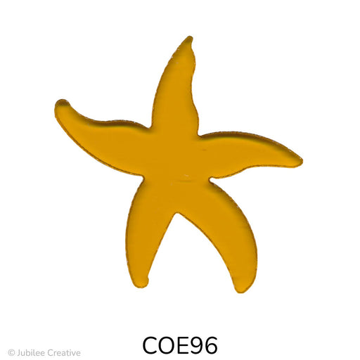 image of a fusible precut glass starfish precision cut from translucent amber glass - COE96