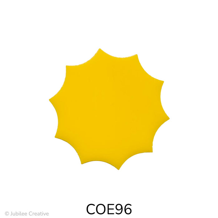 image of a fusible precut yellow glass sun with ten points - COE96