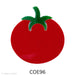 Image of a fusible precut glass tomato with a green top and red bottom - COE96