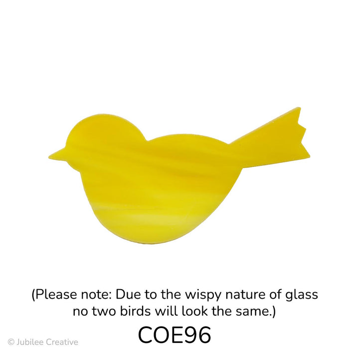 image of a fusible precut opaque yellow glass bird - COE96