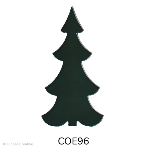 image of a precut fusible dark green translucent glass slim tree - COE90