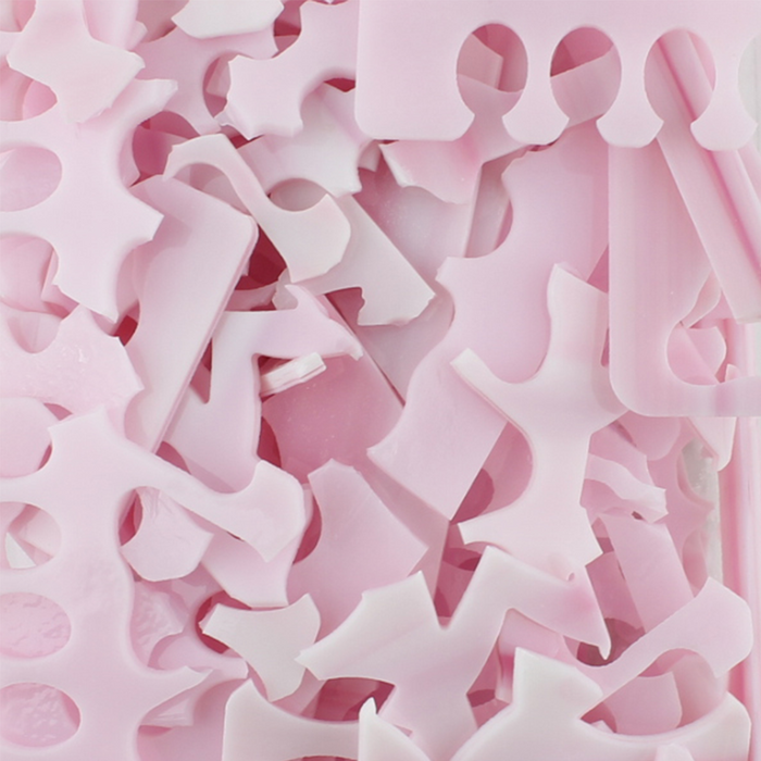 images of pink pieces of waterjet cut scrap glass -COE96