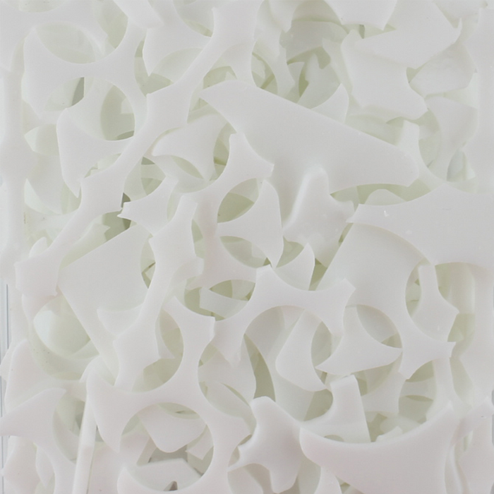 images of white pieces of waterjet cut scrap glass -COE96