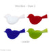 Four COE96 fusible precut glass birds available in blue, green, red, and white. Sold separately.