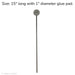 image of a fifteen inch stainless steel garden stake with a one inch diameter glue pad. they are made to be glued to the back of small fused glass art.