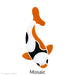 image of a mosaic black, orange and white glass koi fish