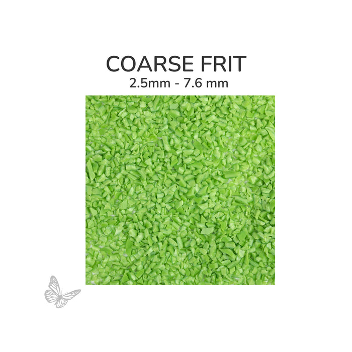 Coarse Oceanside COE96 Amazon Green Opalescent glass frit 2264-F, 2.5 mm to 7.6 mm particle size