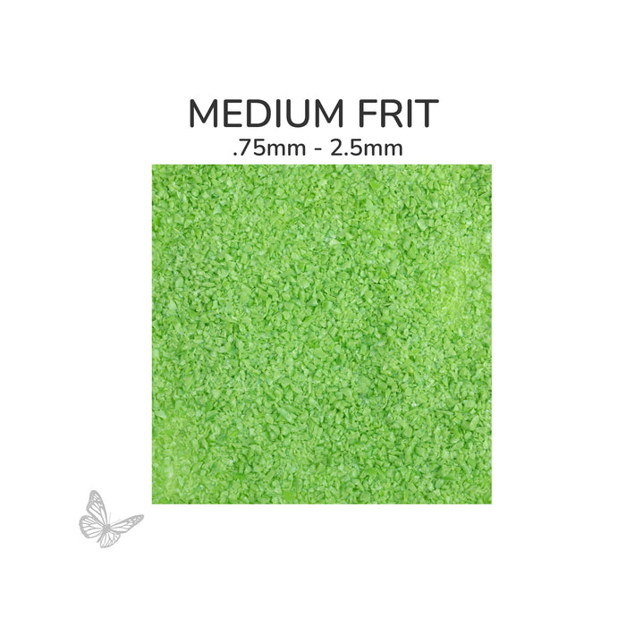 Medium Oceanside COE96 Amazon Green Opalescent glass frit 2264F, .75 mm to 2.5 mm particle size