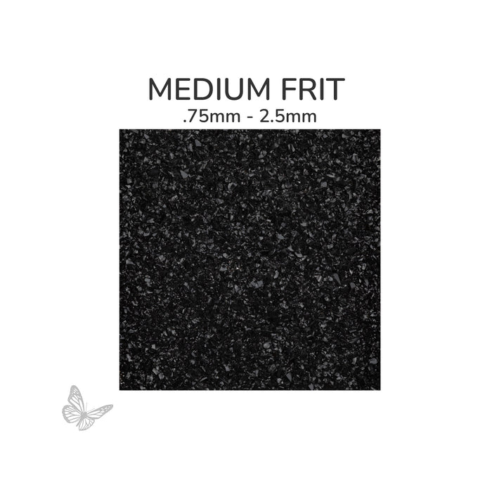 Medium Oceanside COE96 Black Opalescent glass frit 56-F, .75 mm to 2.5 mm particle size