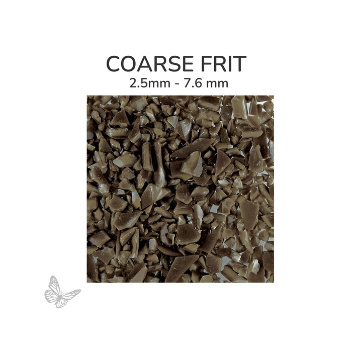 Coarse Oceanside COE96 Chocolate Brown Opalescent glass frit 2116-F, 2.5 mm to 7.6 mm particle size