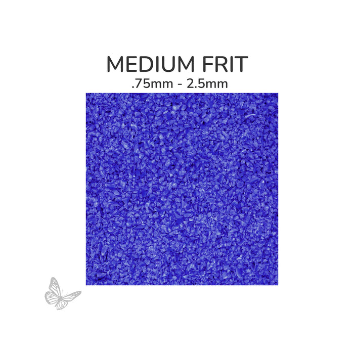 Medium Oceanside COE96 Dark Blue Opalescent glass frit 2306-F, .75 mm to 2.5 mm particle size