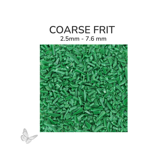 Coarse Oceanside COE96 Emerald Green Opalescent glass frit 2226-F, 2.5 mm to 7.6 mm particle size