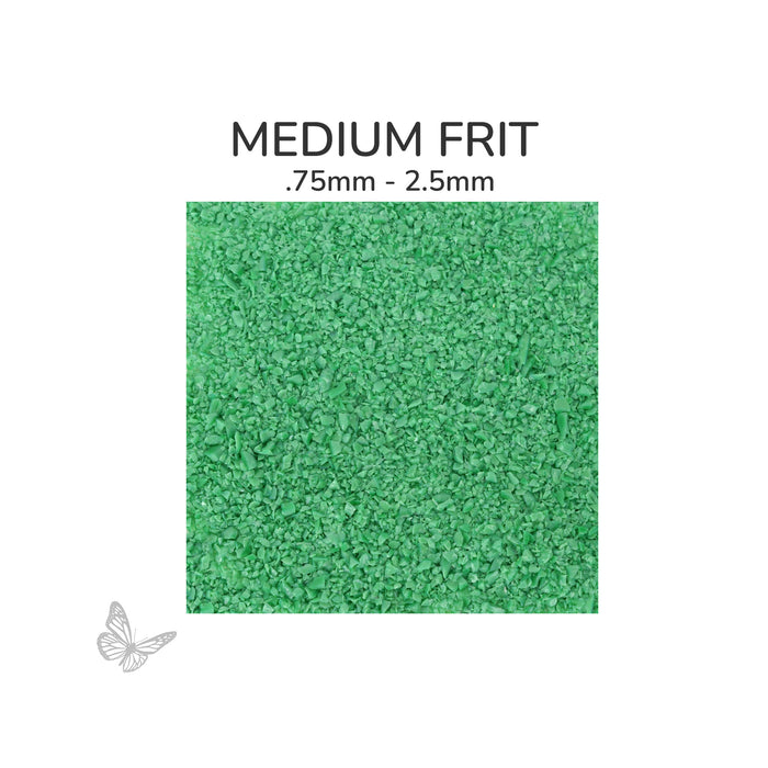Medium Oceanside COE96 Emerald Green Opalescent glass frit 2226-F, .75 mm to 2.5 mm particle size