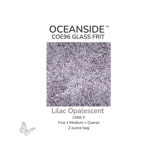 Oceanside COE96 Lilac Opalescent 2404-F glass frit available in Fine, Medium, and Coarse 2 ounce bags