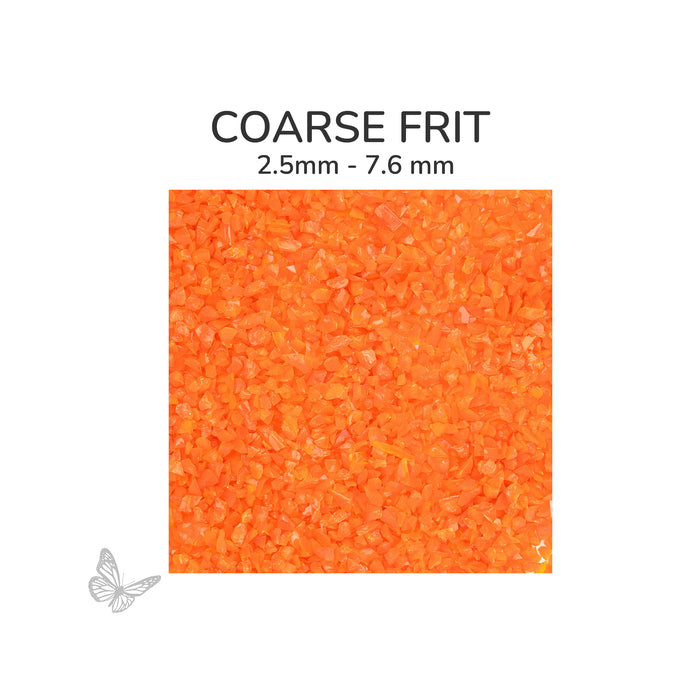 Coarse Oceanside COE96 Orange Opalescent glass frit 2702-F, 2.5 mm to 7.6 mm particle size
