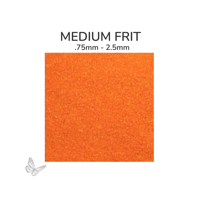 Medium Oceanside COE96 Orange Opalescent glass frit 2702-F, .75 mm to 2.5 mm particle size