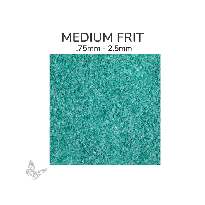 Medium Oceanside COE96 Peacock Green Opalescent glass frit 2234F, .75 mm to 2.5 mm particle size