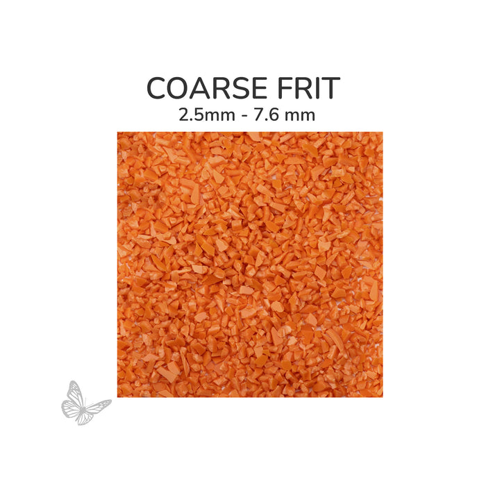 Coarse Oceanside COE96 Persimmon Opalescent glass frit 2711-F, 2.5 mm to 7.6 mm particle size