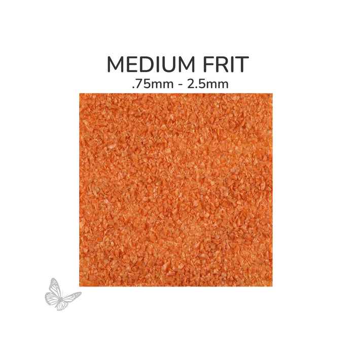 Medium Oceanside COE96 Persimmon Opalescent glass frit 2711-F, .75 mm to 2.5 mm particle size