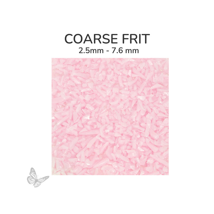 Coarse Oceanside COE96 Powder Pink Opalescent glass frit 2902-F, 2.5 mm to 7.6 mm particle size