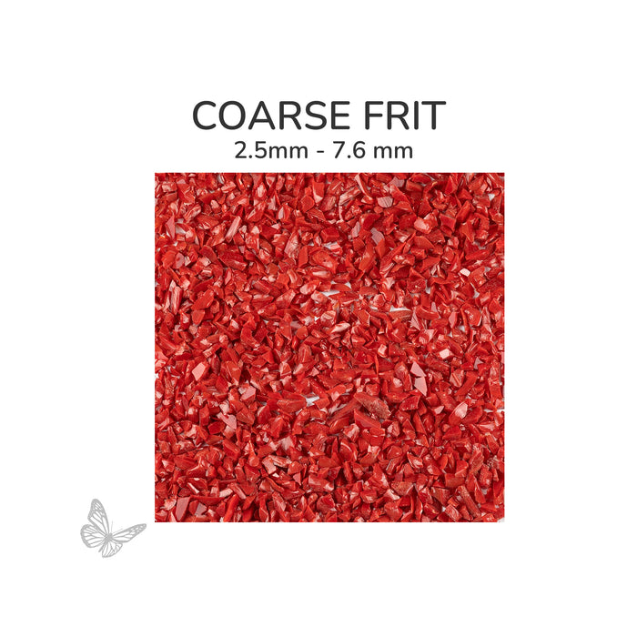Coarse Oceanside COE96 Red  Opalescent glass frit 2502-F, 2.5 mm to 7.6 mm particle size