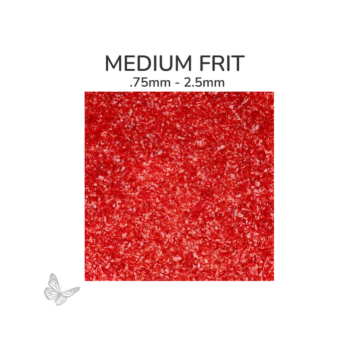 Medium Oceanside COE96 Red Opalescent glass frit 2502-F, .75 mm to 2.5 mm particle size