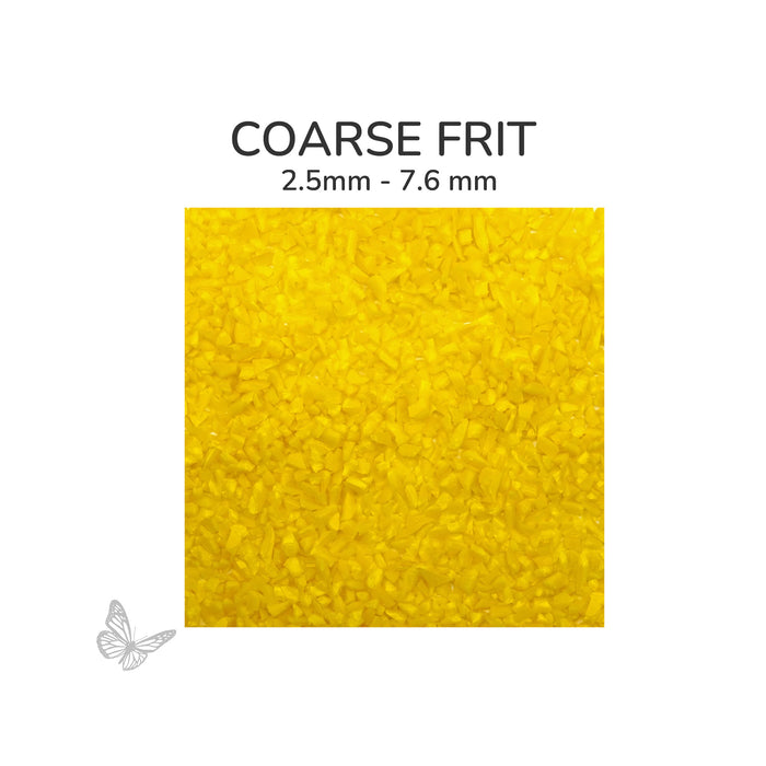 Coarse Oceanside COE96 Sunflower Yellow Opalescent glass frit 2672-F, 2.5 mm to 7.6 mm particle size