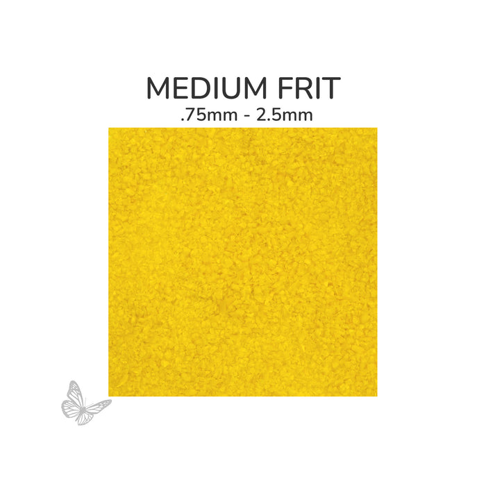 Medium Oceanside COE96 Sunflower Yellow Opalescent glass frit 2672-F, .75 mm to 2.5 mm particle size