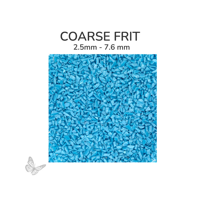 Coarse Oceanside COE96 Turquoise Blue Opalescent glass frit 2334-F, 2.5 mm to 7.6 mm particle size
