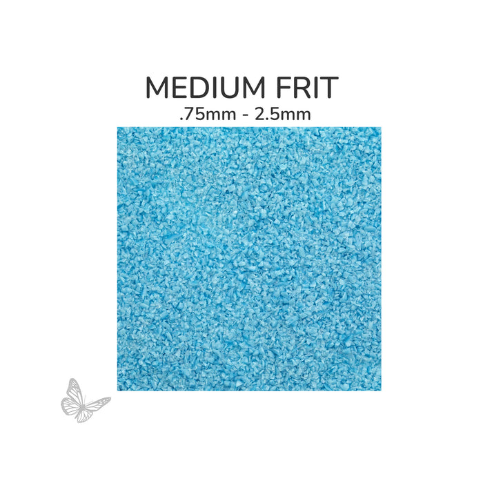 Medium Oceanside COE96 Turquoise Blue Opalescent glass frit 2334-F, .75 mm to 2.5 mm particle size