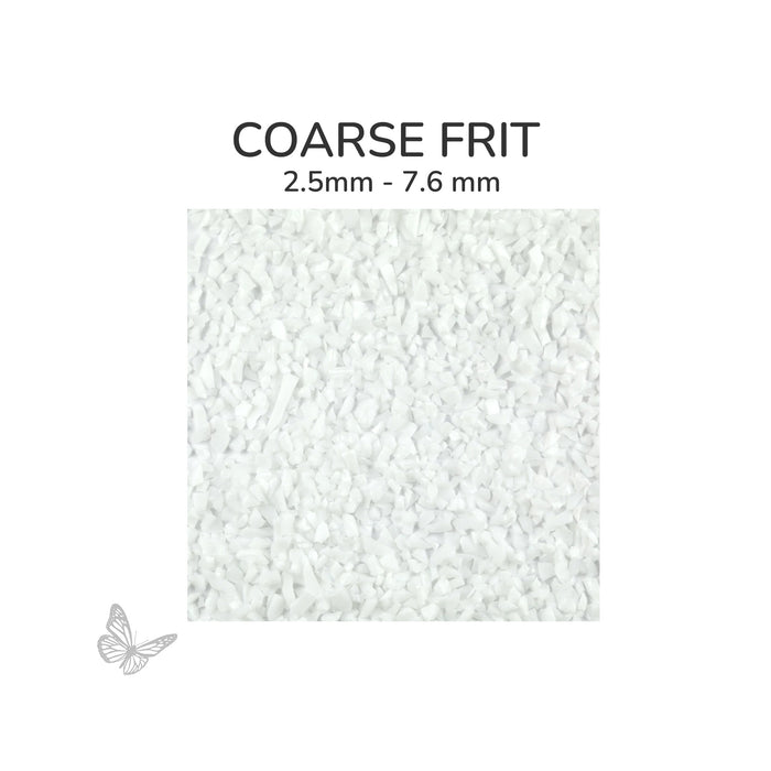 Coarse Oceanside COE96 White Opalescent glass frit 200-F, 2.5 mm to 7.6 mm particle size