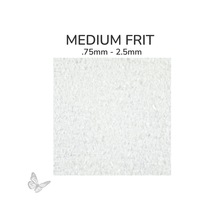 Medium Oceanside COE96 White Opalescent glass frit 200-F, .75 mm to 2.5 mm particle size