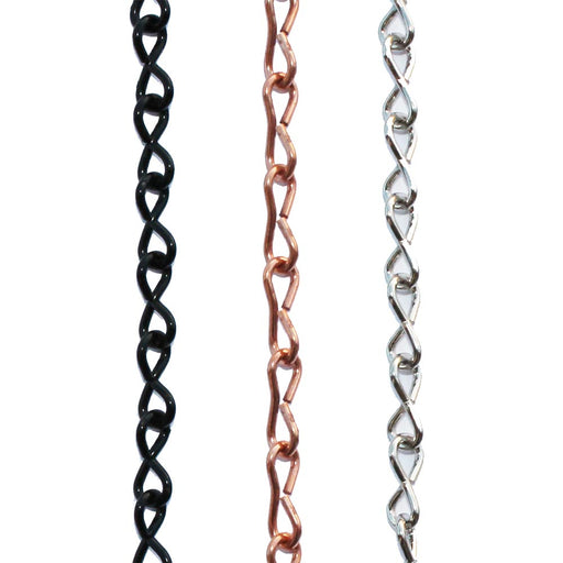 image of 16-gauge jack chain used for hanging glass art. Black, copper, and silver colors are available.