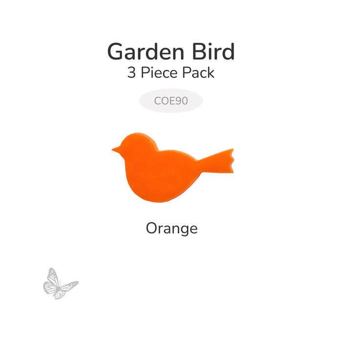 Orange precut garden bird glass shape, 3 piece pack, COE90