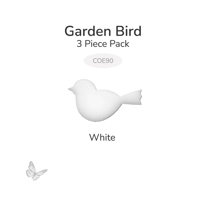 White precut garden bird glass shape, 3 piece pack, COE90
