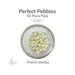 50 round cream French vanilla glass pebbles in a clear dish labeled Perfect Pebbles 50 Piece Pack COE90