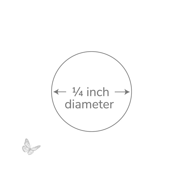 Graphic showing 1/4 inch diameter measurement for Perfect Pebbles