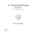 Precut translucent clear iridized circle glass shape, 1 inch diameter with iridescent surface, COE90 fusible glass.