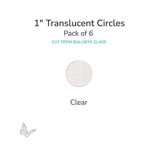Precut translucent clear circle glass shape, 1 inch diameter, COE90 fusible glass for fusing and mosaic projects.