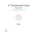 Precut translucent clear circle glass shape, 1 inch diameter, COE90 fusible glass for fusing and mosaic projects.