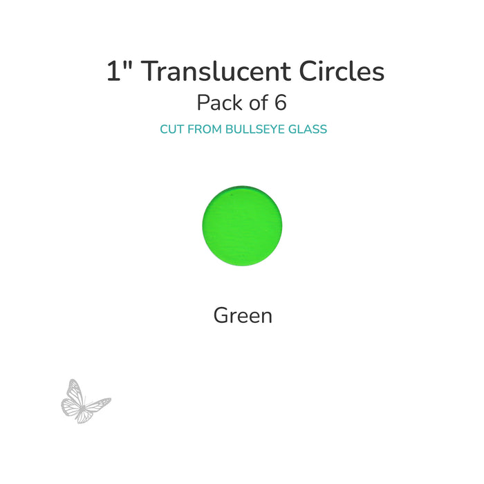 Precut translucent green circle glass shape, 1 inch diameter, COE90 fusible glass for glass fusing and mosaic art.