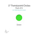 Precut translucent green circle glass shape, 1 inch diameter, COE90 fusible glass for glass fusing and mosaic art.