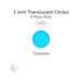Precut translucent turquoise circle glass shape, 1 inch diameter, COE90 fusible glass for kiln forming and mosaics.