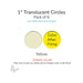 Precut translucent yellow circle glass shape, 1 inch diameter, COE90 fusible glass for kiln forming and mosaics.