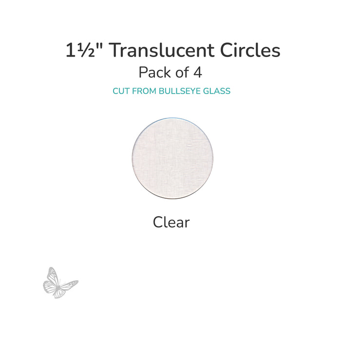 Precut translucent clear circle glass shape, 1.5 inch diameter, COE90 fusible glass for fusing and mosaic projects.