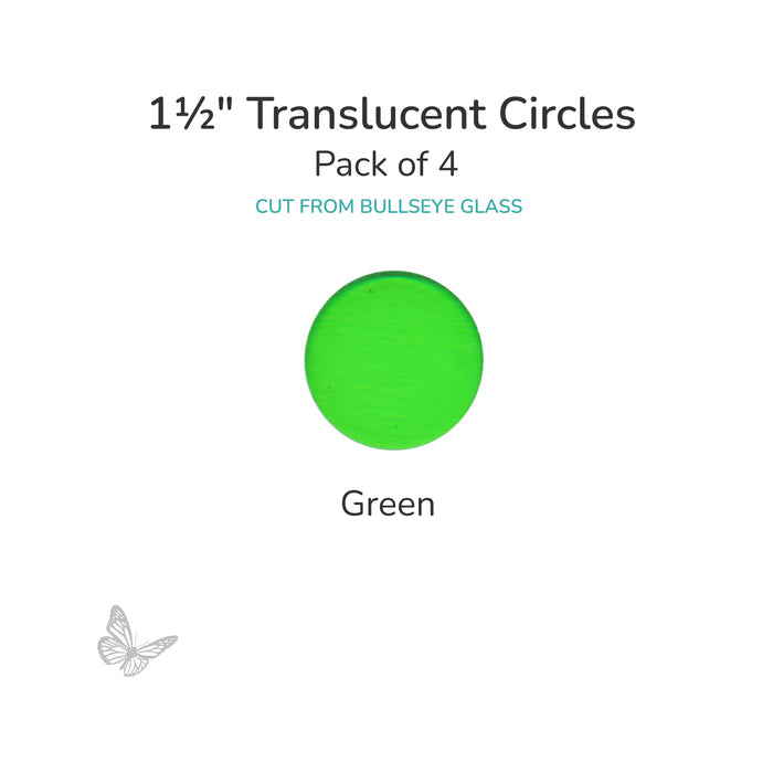 Precut translucent green circle glass shape, 1.5 inch diameter, COE90 fusible glass for glass fusing and mosaic art.